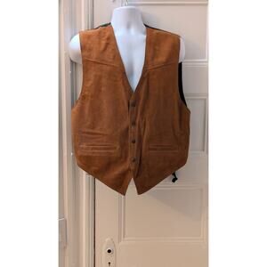 Paragraff Clothing Co Button Front V Neck Brown Suede Vest Size XL